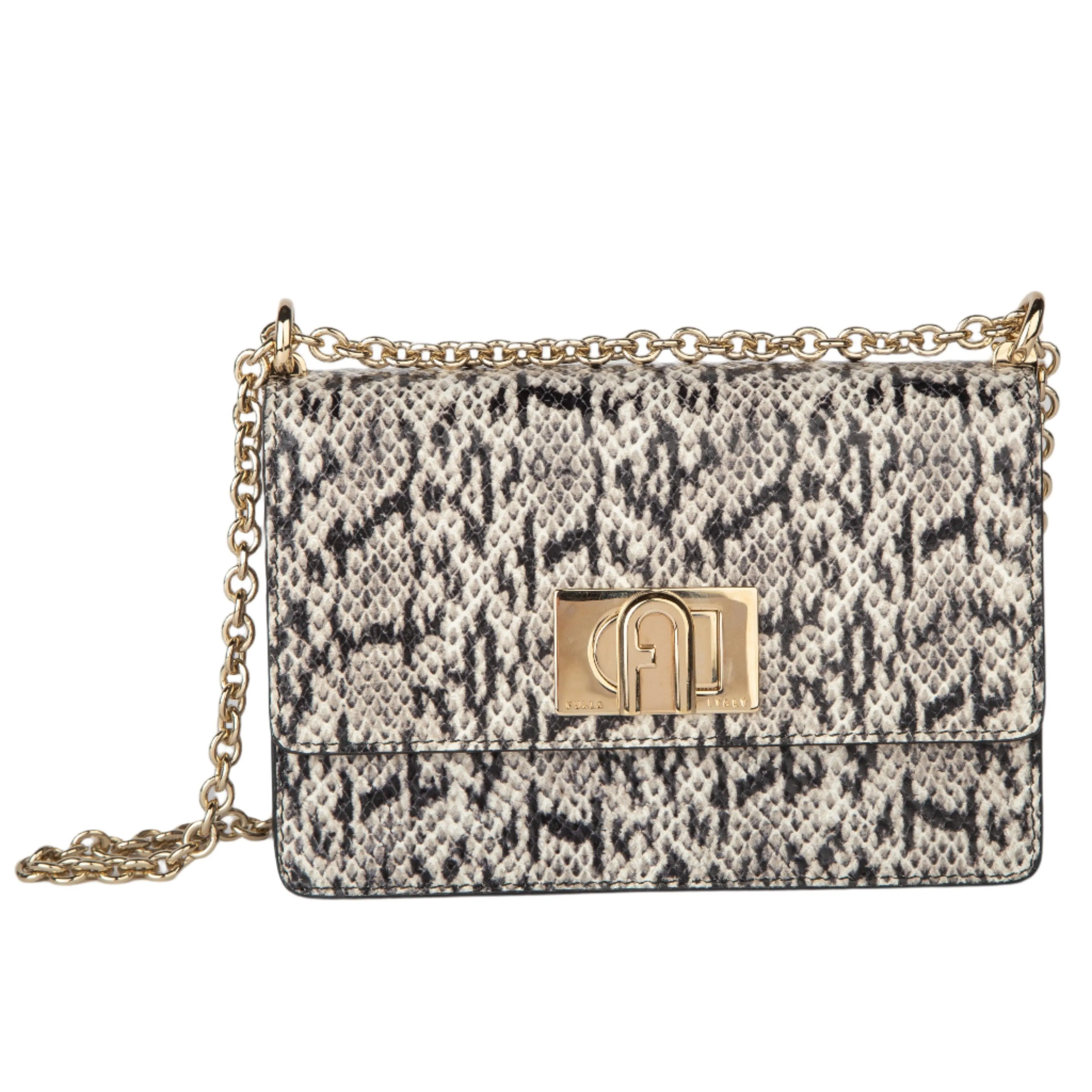 Furla Mini Crossbody - Vitello Roma Black, White and Gold